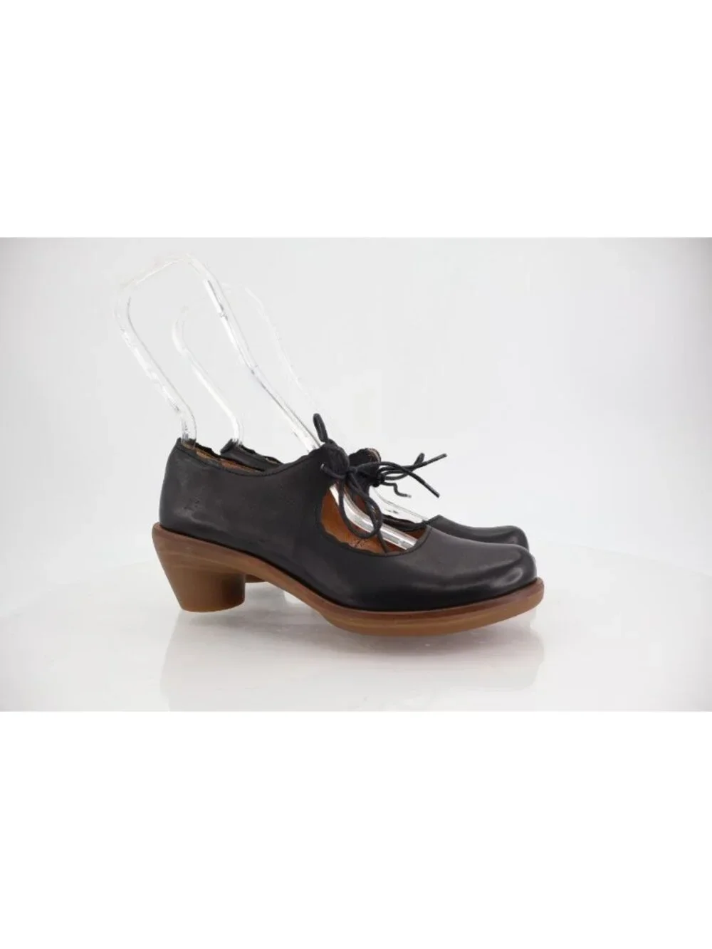 El Naturalista Aqua Heel Shoes Women 37 7 Black Lace Up Comfort Pumps Boho
